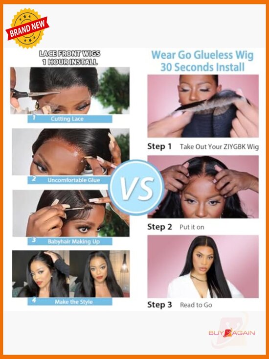 Glueless Human Hair Wig 5x5 HD Lace Closure 200% Density Straight Pre Cut main image 4
